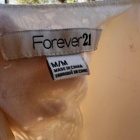 Forever 21 Womens Ivory Lace Short Sleeve Mini Dress Size M - Picture 2 of 8